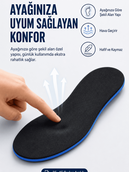 JY001 Memory Foam Hafızalı Darbe Emici Konforlu Ayakkabı Tabanlığı (Kadın/Erkek) Siyah JY001 Memory Foam Hafızalı Darbe Emici Konforlu Ayakkabı Tabanlığı (Kadın/Erkek) Siyah