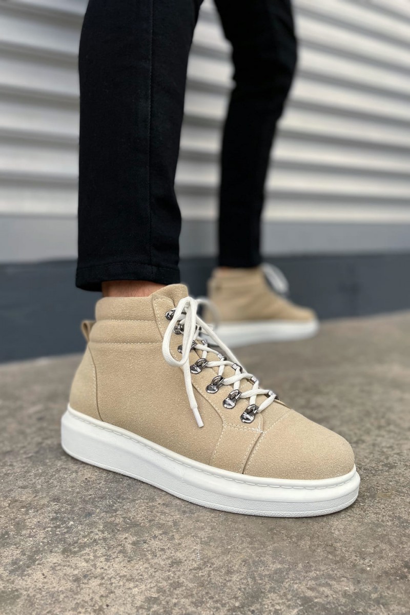 JY206 Ottawa Bağcıklı Ortopedik Taban Süet Erkek Spor Bot SBT - Krem