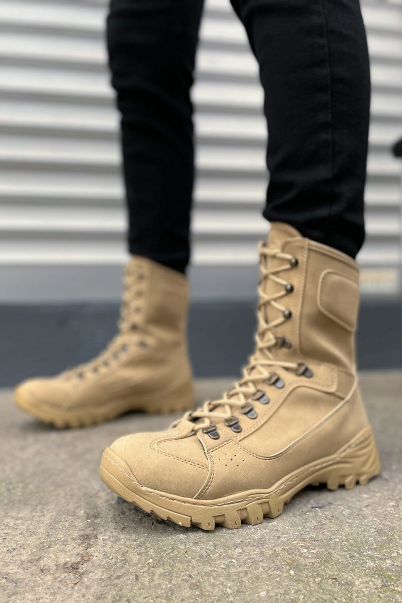 JY999 Strike Bağcıklı Ortopedik Taban Günlük Süet Erkek Askeri Postal Bot SKT Kum