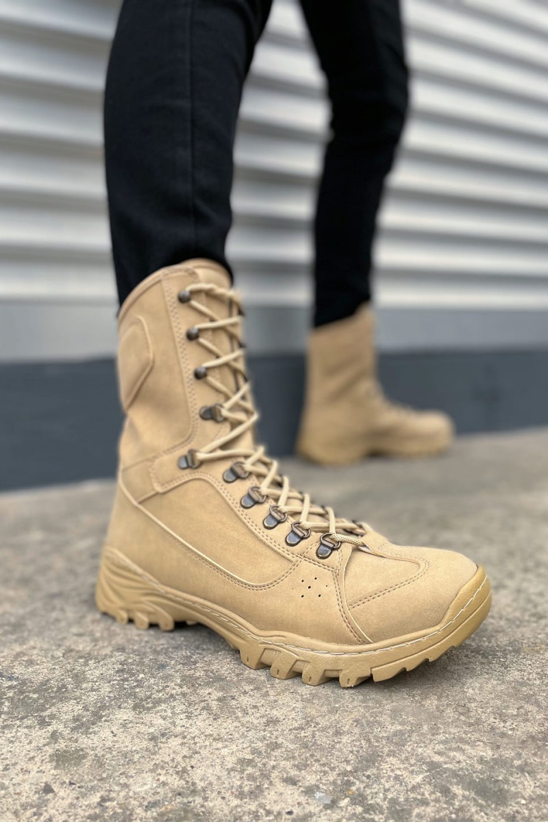 JY999 Strike Bağcıklı Ortopedik Taban Günlük Süet Erkek Askeri Postal Bot SKT Kum