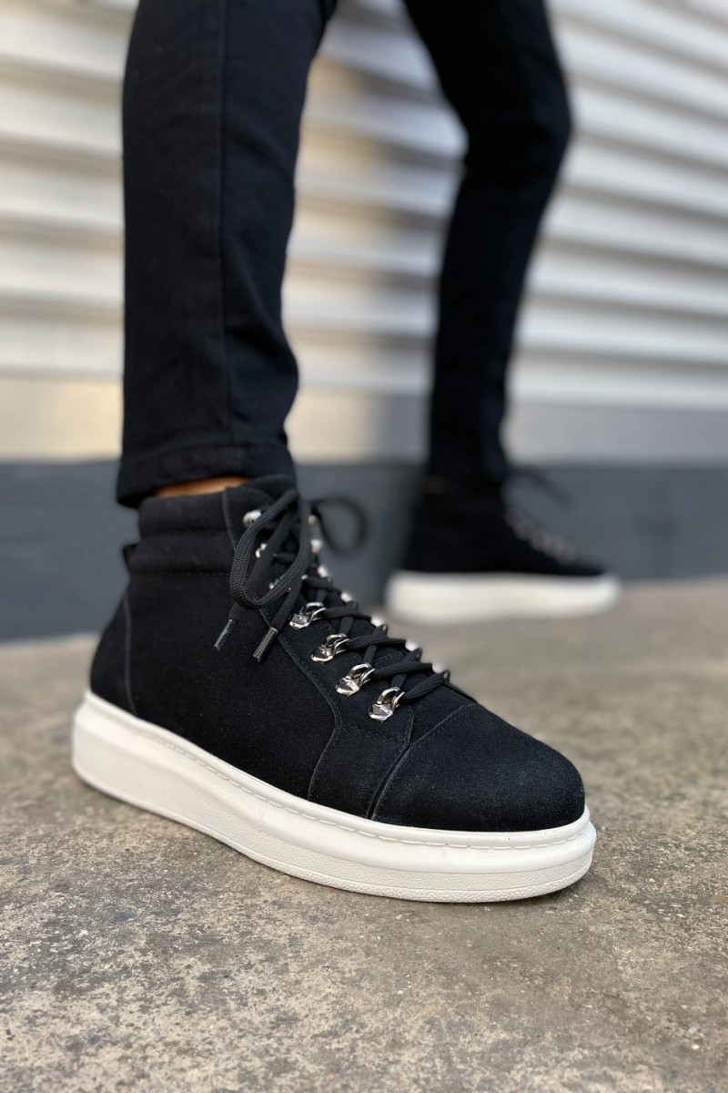 JY206 Ottawa Bağcıklı Ortopedik Taban Süet Erkek Spor Bot SBT - Siyah