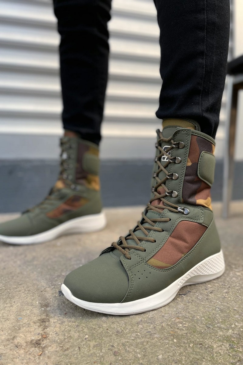 JY799 Verton Bağcıklı Ortopedik Taban Günlük Cilt Erkek Askeri Postal Bot CBT Haki