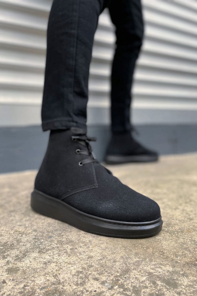 JY207 Oslo Bağcıklı Ortopedik Taban Süet Erkek Spor Bot SST - Siyah