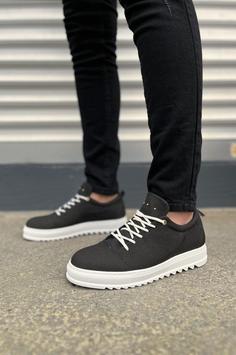 JY152 Cool Bağcıklı Keten Erkek Günlük Spor Klasik Ayakkabı KBT - Siyah
