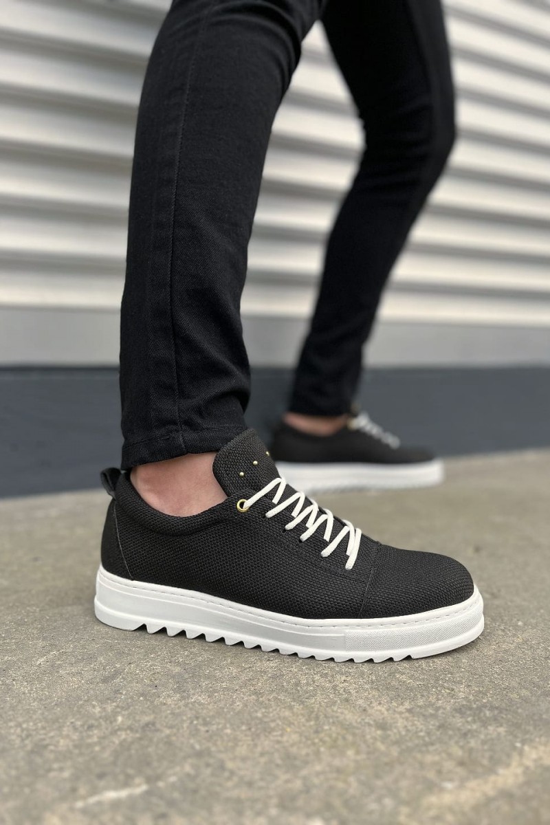 JY152 Cool Bağcıklı Keten Erkek Günlük Spor Klasik Ayakkabı KBT - Siyah