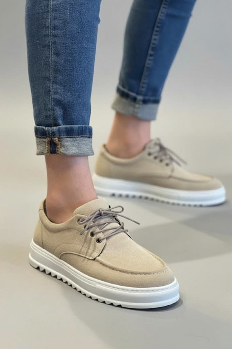 JY-T12x Arts Bağcıklı Süet Erkek Günlük Spor Klasik Ayakkabı SBT - Krem