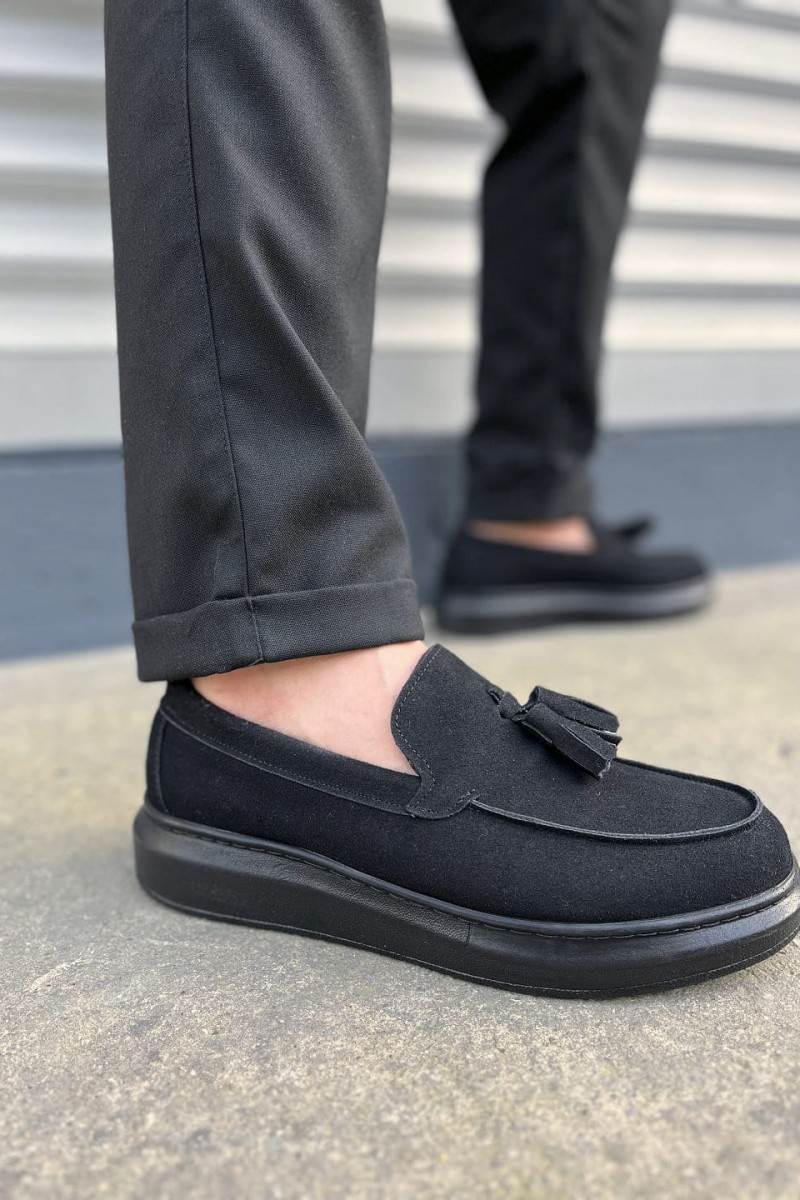 JY154 Blaze Bağcıksız Püsküllü Süet Erkek Günlük Spor Klasik Ayakkabı SST - Siyah