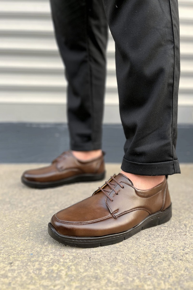 JY0510 Clasica Bağcıklı Cilt Erkek Günlük Klasik Ayakkabı CST - Kahverengi