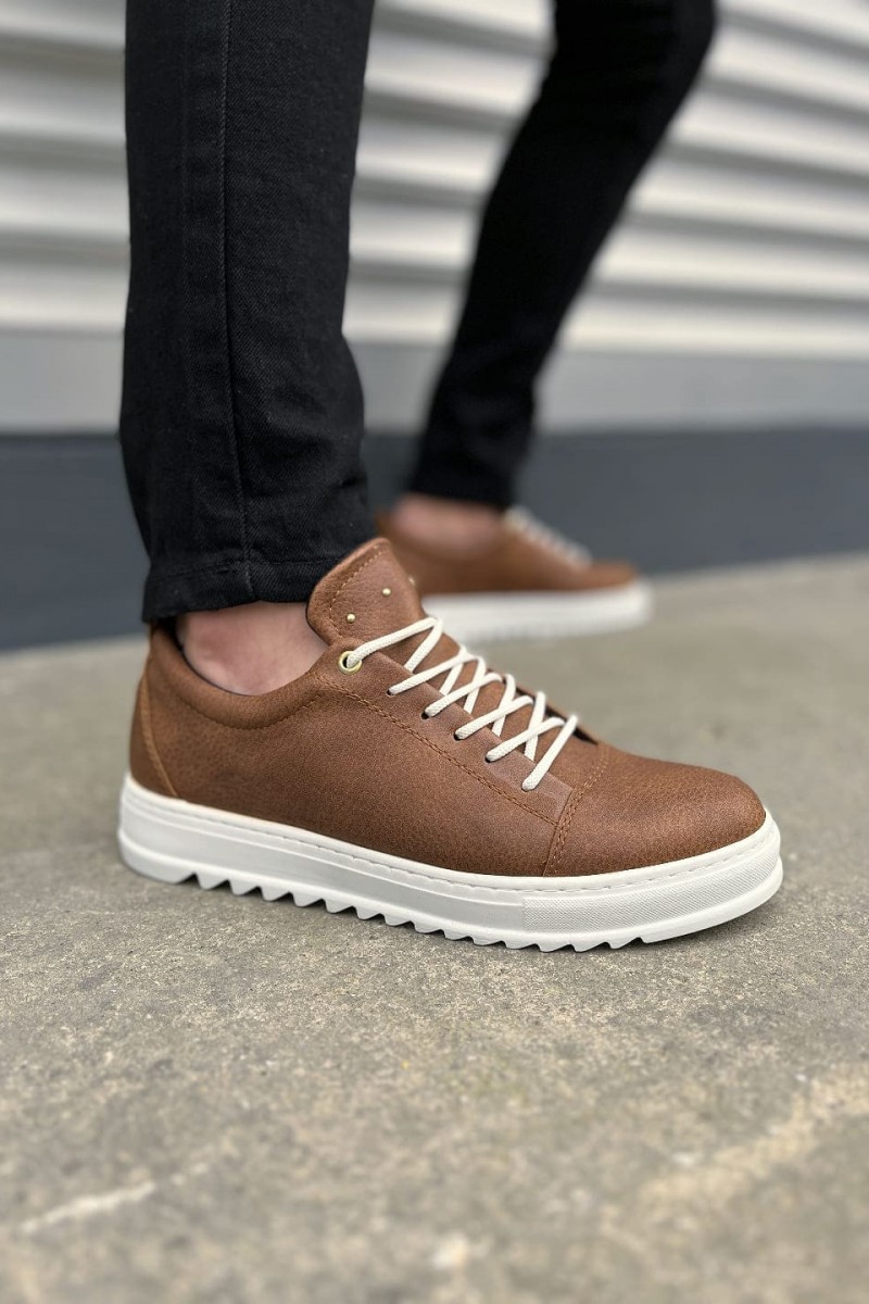 JY152 Cool Bağcıklı Cilt Erkek Günlük Spor Klasik Ayakkabı CBT - Taba