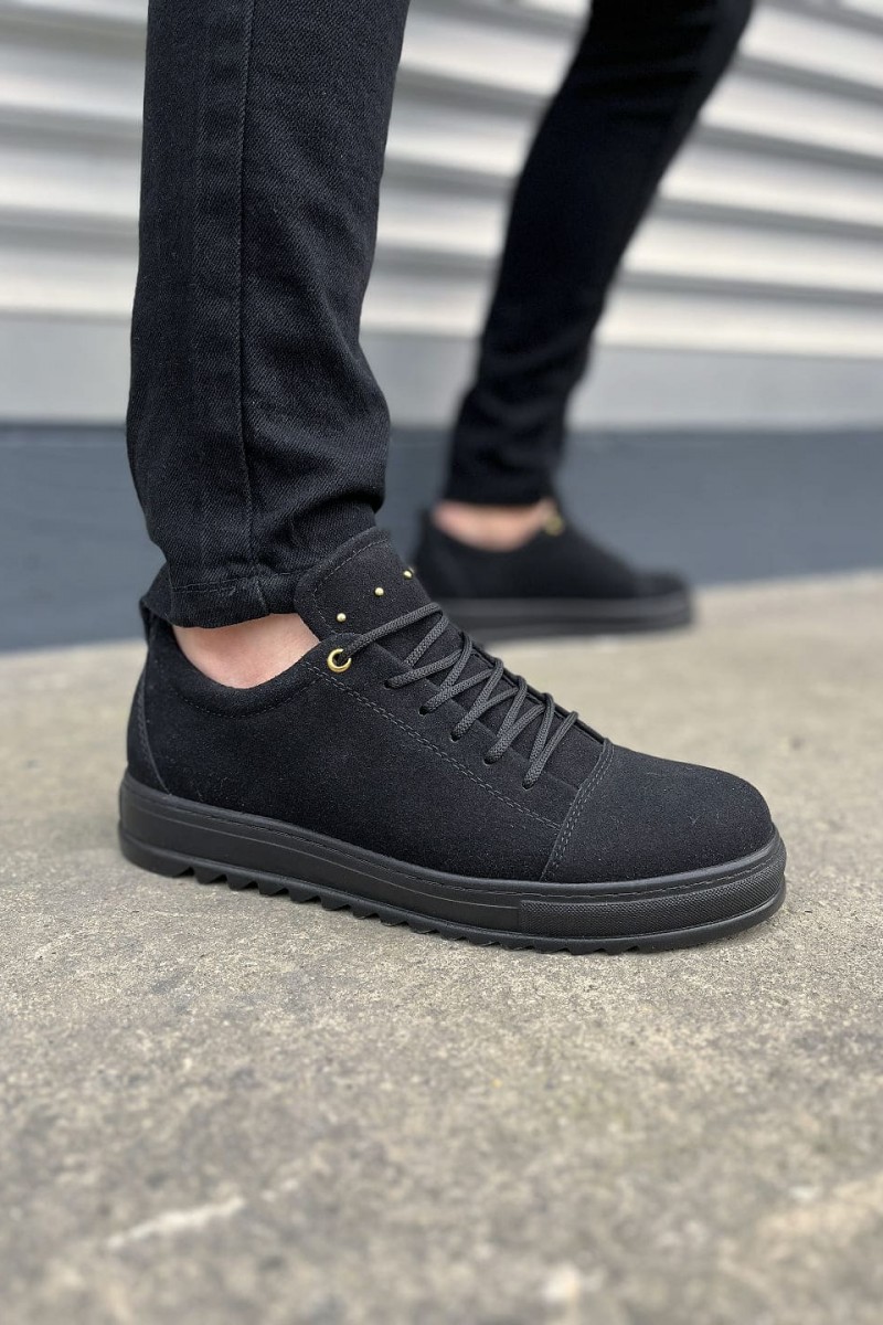 JY152 Cool Bağcıklı Süet Erkek Günlük Spor Klasik Ayakkabı SST - Siyah