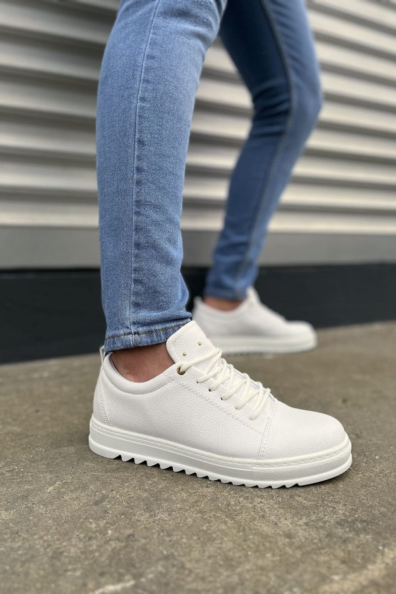 JY152 Cool Bağcıklı Cilt Erkek Günlük Spor Klasik Ayakkabı CBT - Beyaz