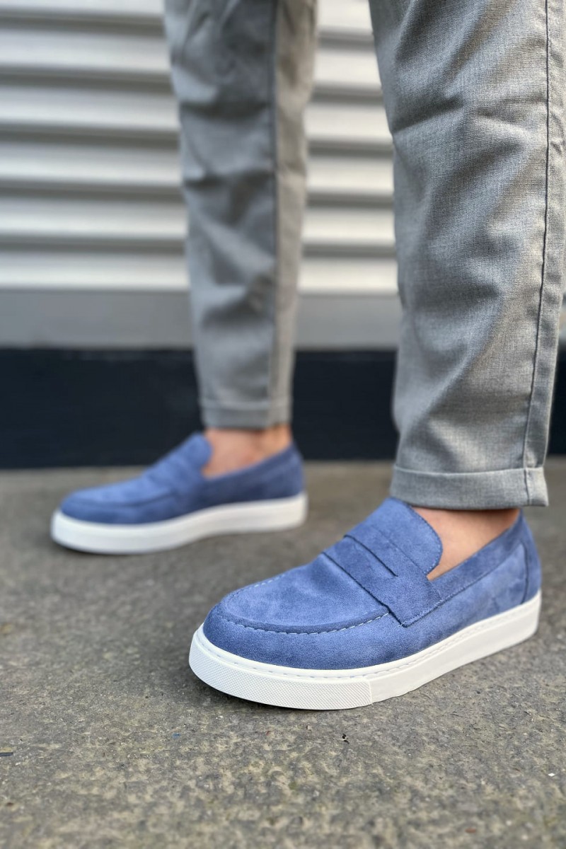 JY180 Estilo X Bağcıksız Süet Erkek Günlük Spor Klasik Ayakkabı SBT - Mavi