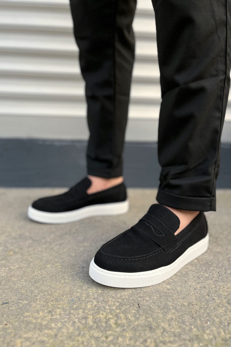 JY180 Estilo X Bağcıksız Süet Erkek Günlük Spor Klasik Ayakkabı SBT - Siyah