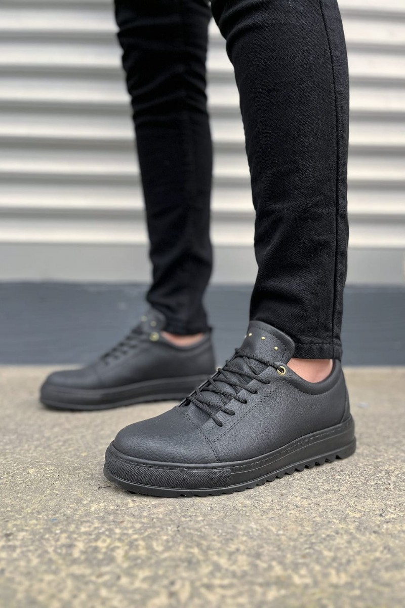 JY152 Cool Bağcıklı Cilt Erkek Günlük Spor Klasik Ayakkabı CST - Siyah