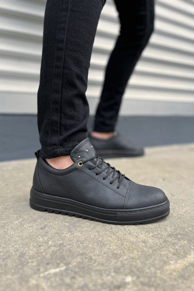 JY152 Cool Bağcıklı Cilt Erkek Günlük Spor Klasik Ayakkabı CST - Siyah