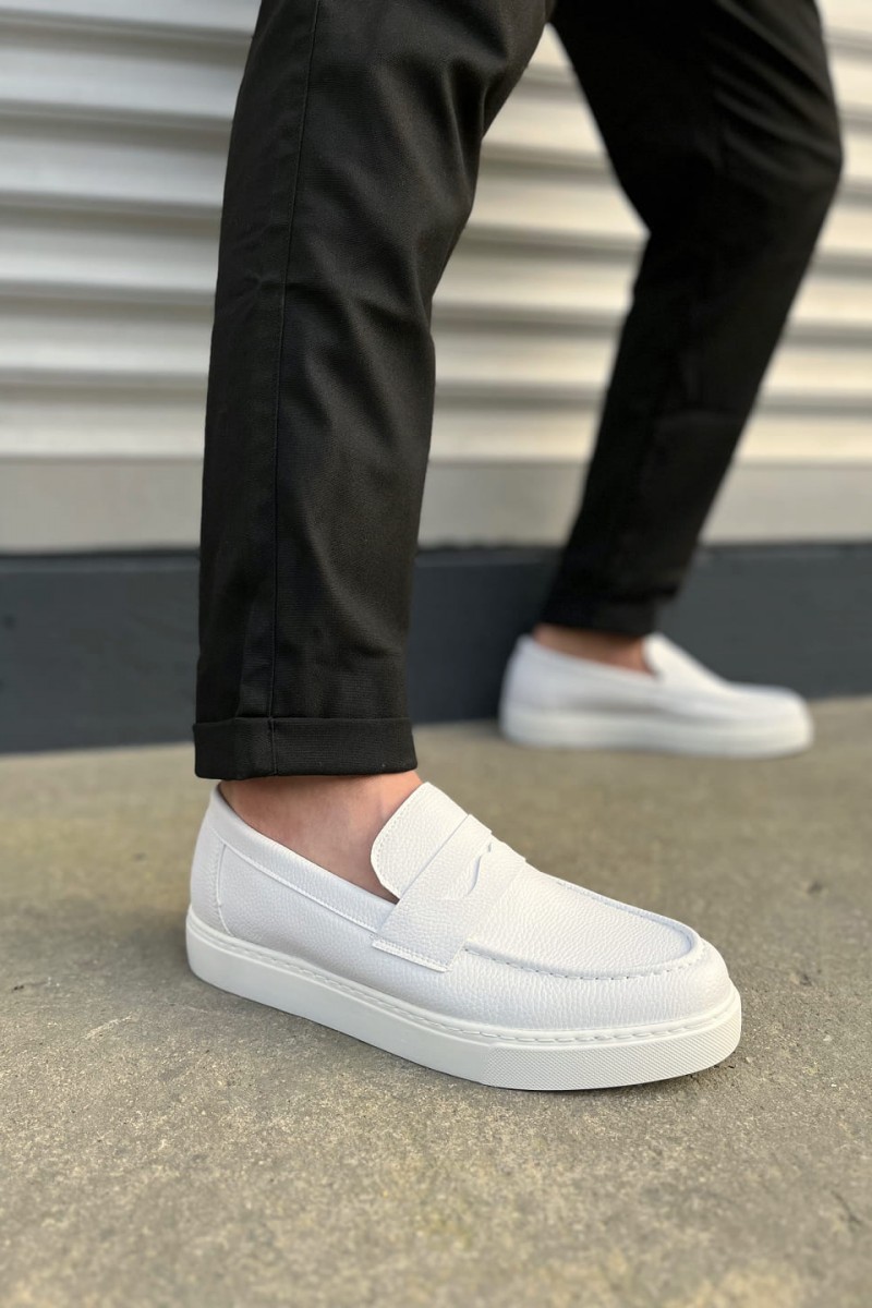 JY180 Estilo X Bağcıksız Cilt Erkek Günlük Spor Klasik Ayakkabı CBT - Beyaz