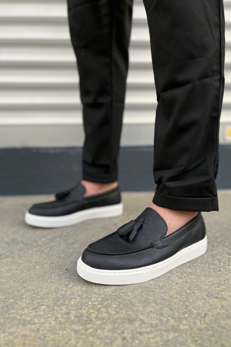 JY153 Bloom Bağcıksız Püsküllü Cilt Erkek Günlük Spor Klasik Ayakkabı CBT - Siyah