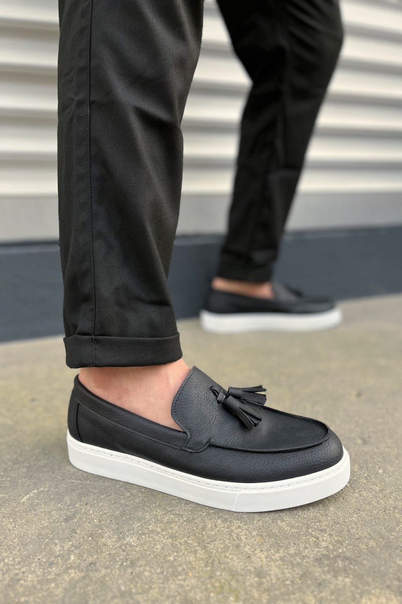 JY153 Bloom Bağcıksız Püsküllü Cilt Erkek Günlük Spor Klasik Ayakkabı CBT - Siyah