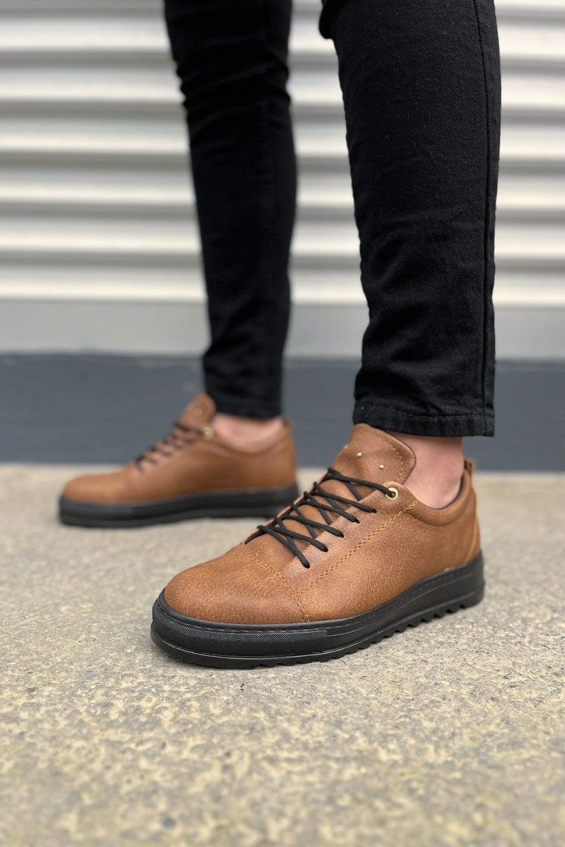 JY152 Cool Bağcıklı Cilt Erkek Günlük Spor Klasik Ayakkabı CST - Taba