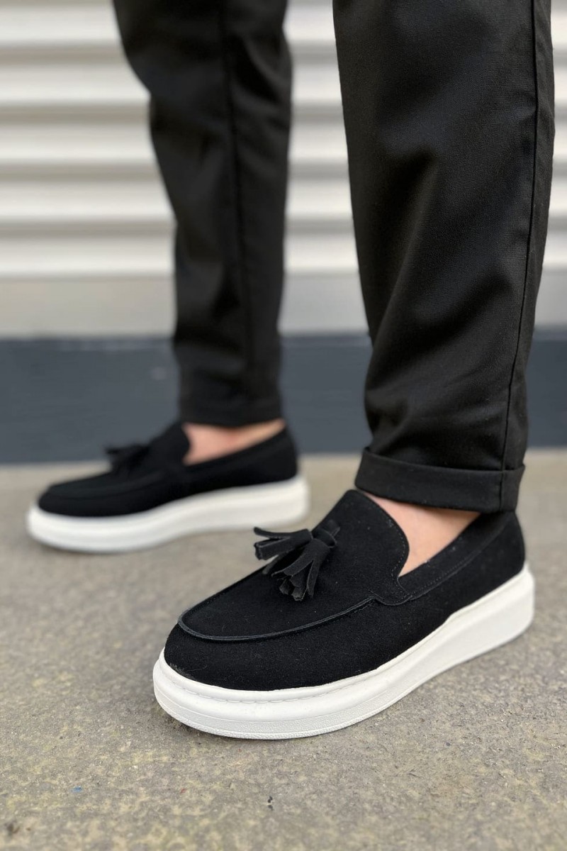 JY154 Blaze Bağcıksız Püsküllü Süet Erkek Günlük Spor Klasik Ayakkabı SBT - Siyah