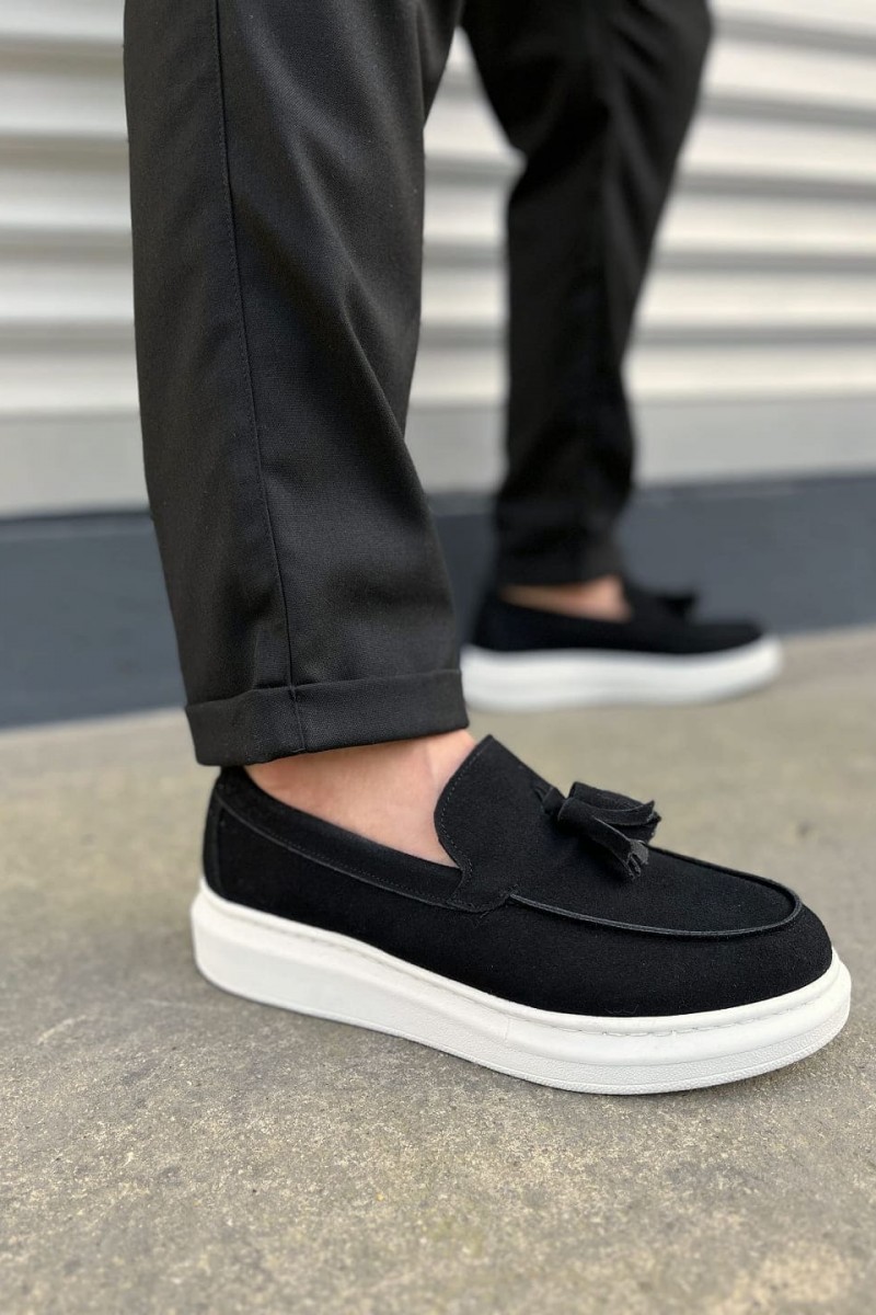 JY154 Blaze Bağcıksız Püsküllü Süet Erkek Günlük Spor Klasik Ayakkabı SBT - Siyah