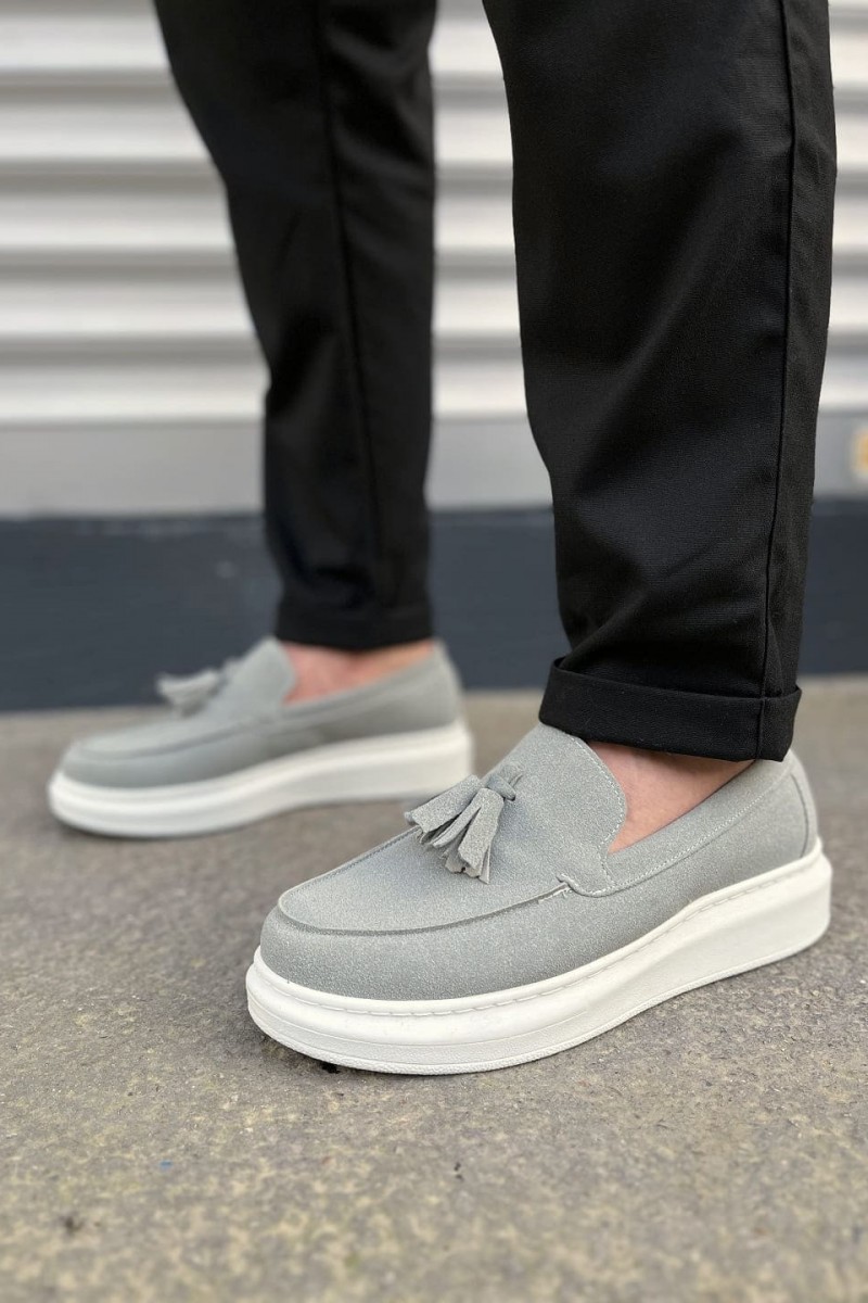 JY154 Blaze Bağcıksız Püsküllü Süet Erkek Günlük Spor Klasik Ayakkabı SBT - Gri