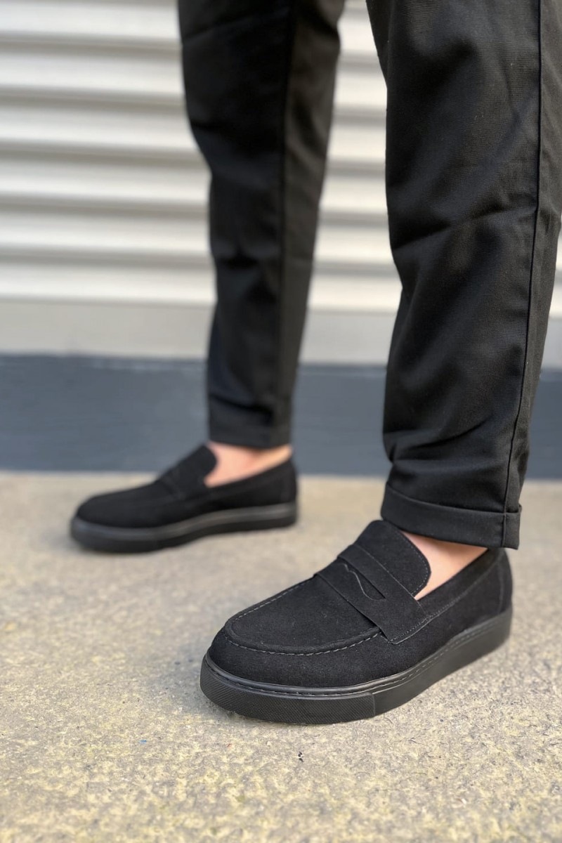 JY180 Estilo X Bağcıksız Süet Erkek Günlük Spor Klasik Ayakkabı SST - Siyah