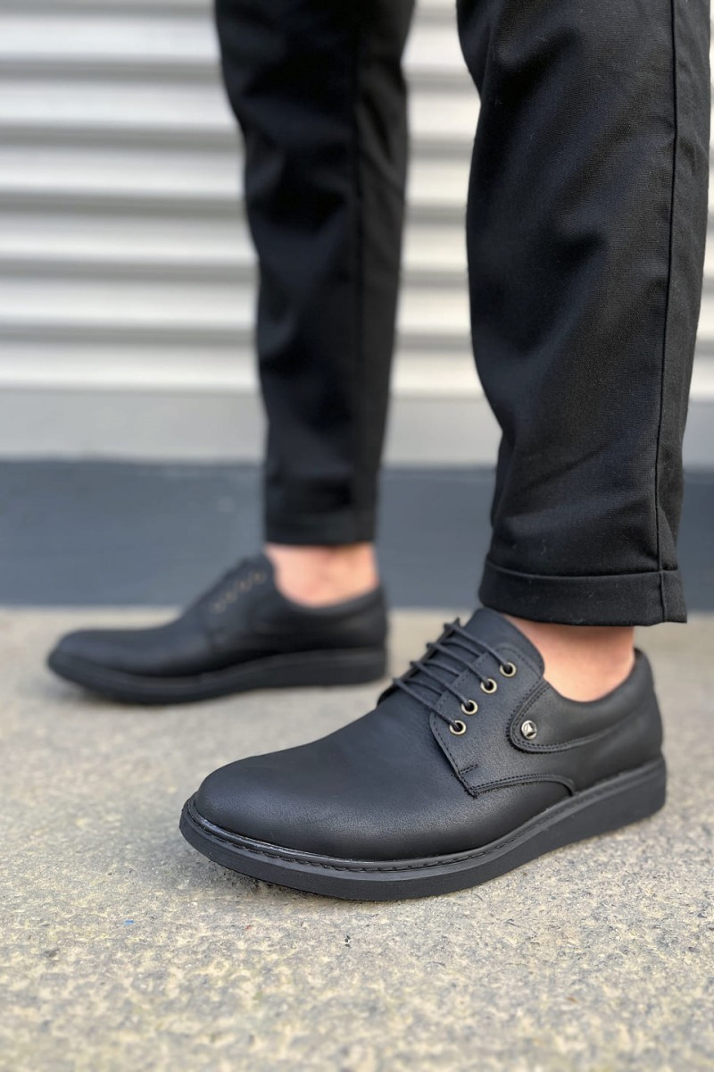 JY0610 Clasico Bağcıklı Cilt Erkek Günlük Klasik Ayakkabı CST - Mat Siyah