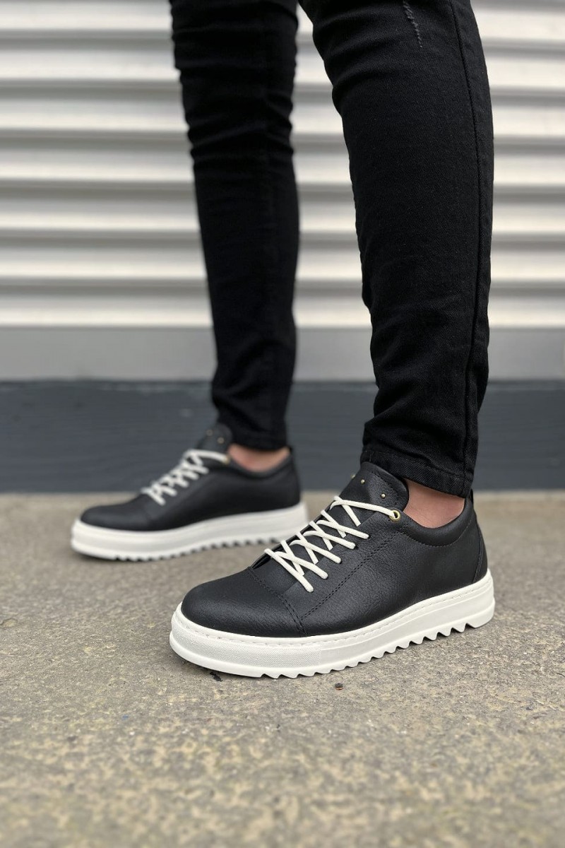 JY152 Cool Bağcıklı Cilt Erkek Günlük Spor Klasik Ayakkabı CBT - Siyah