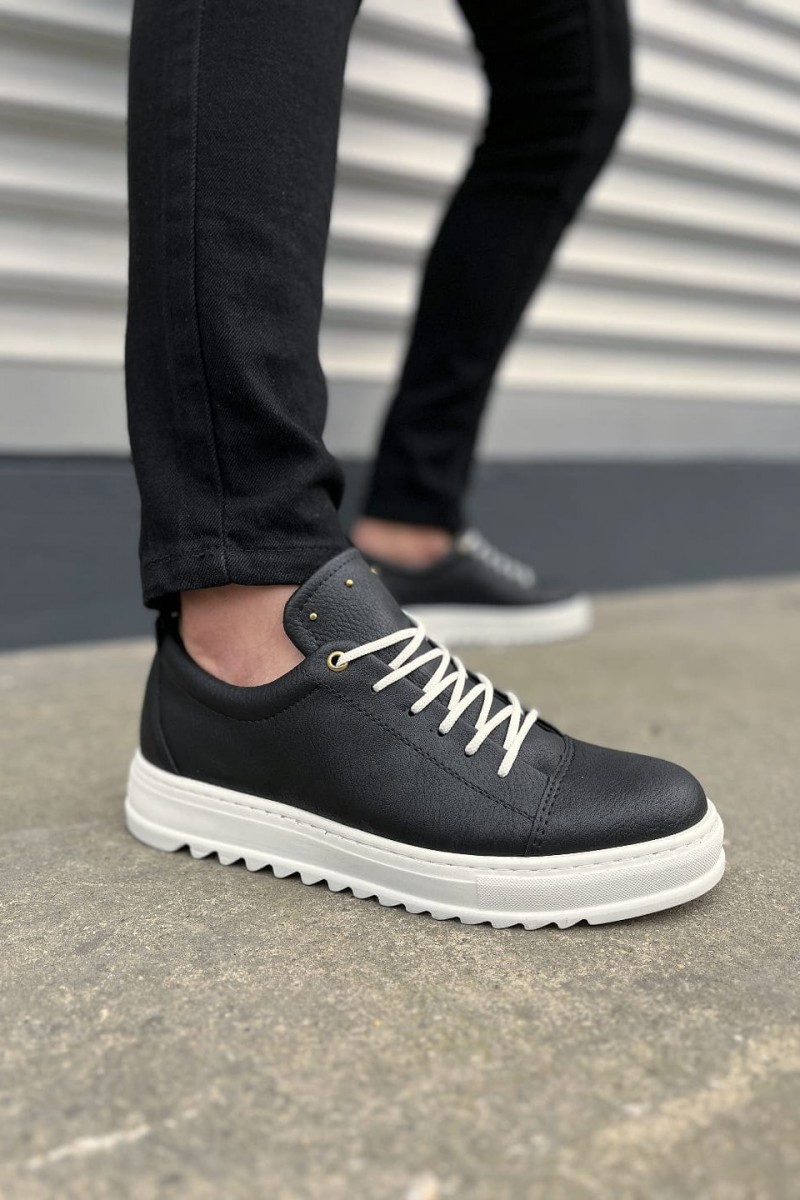 JY152 Cool Bağcıklı Cilt Erkek Günlük Spor Klasik Ayakkabı CBT - Siyah