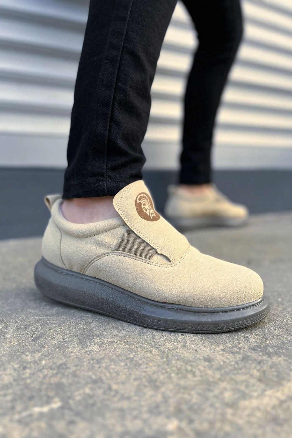 JY161 Hippo Bağcıksız Süet Erkek Günlük Sneaker Ayakkabı SGT - Bej