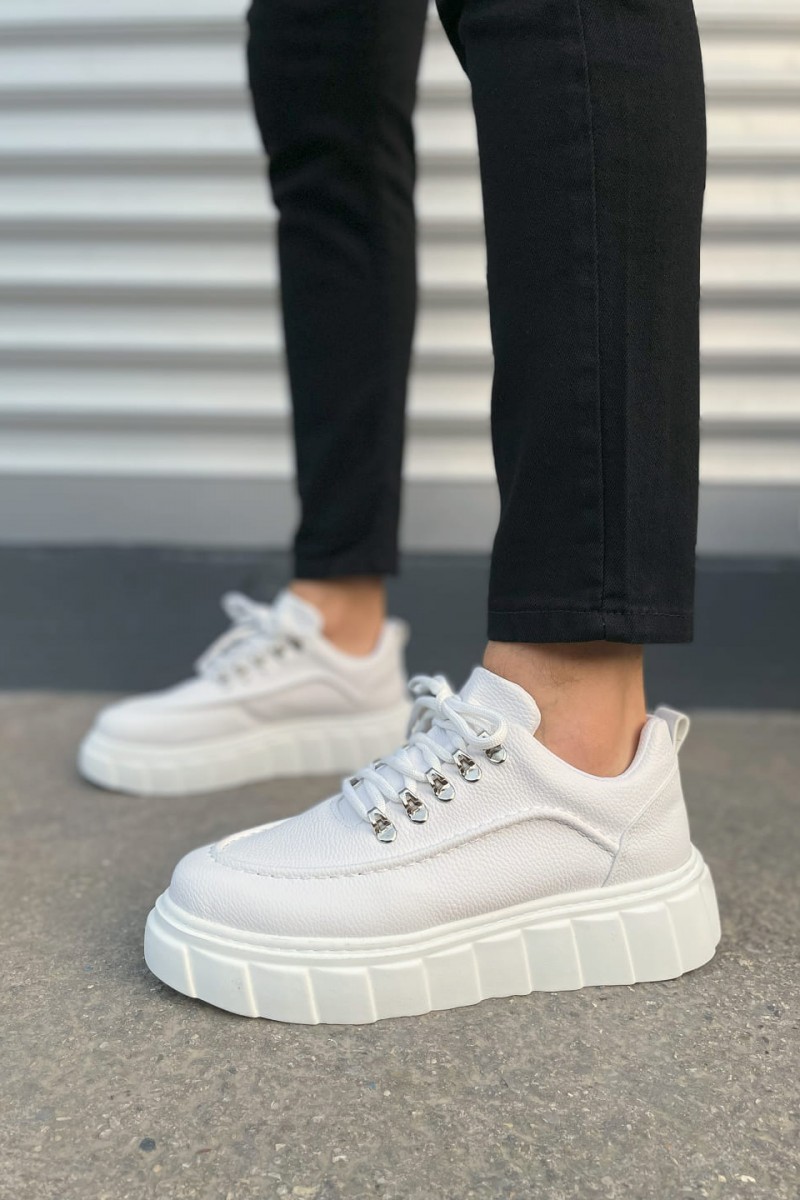 JY010 Cloud Bağcıklı Cilt Erkek Günlük Sneaker Ayakkabı CBT - Beyaz