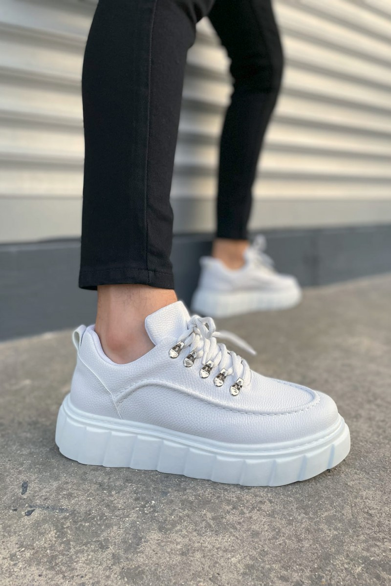 JY010 Cloud Bağcıklı Cilt Erkek Günlük Sneaker Ayakkabı CBT - Beyaz