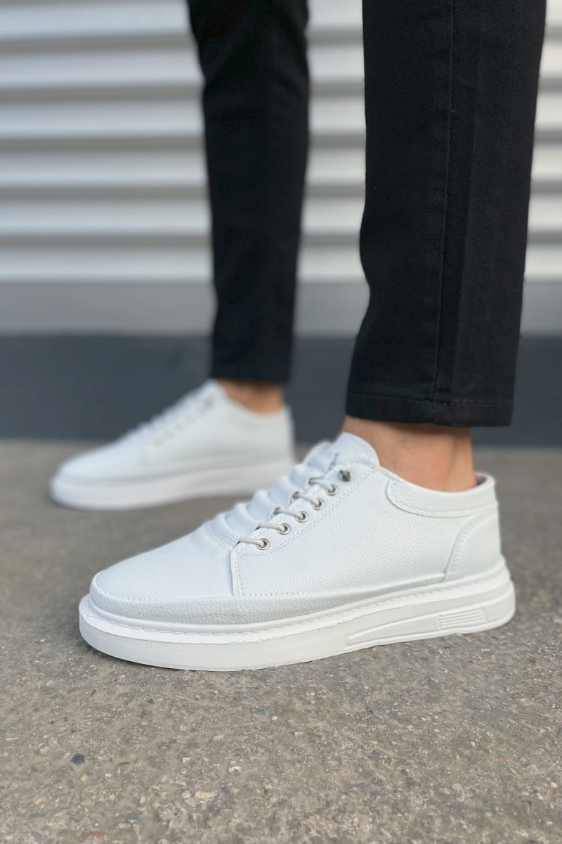 JY0535 Prime Bağcıklı Cilt Erkek Günlük Sneaker Ayakkabı CBT - Beyaz