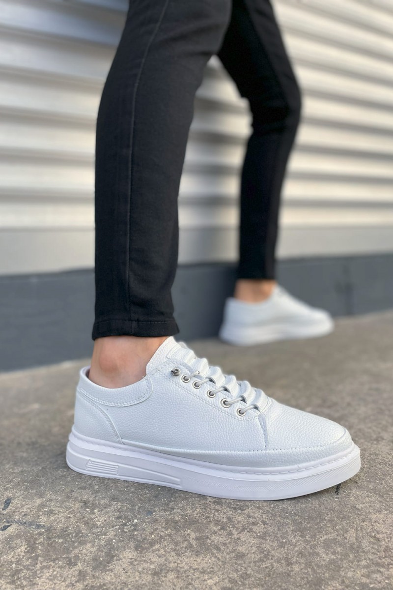 JY0535 Prime Bağcıklı Cilt Erkek Günlük Sneaker Ayakkabı CBT - Beyaz