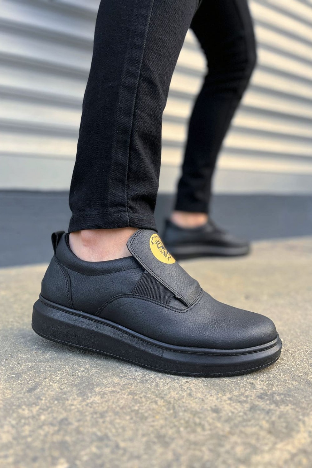 JY161 Hippo Bağcıksız Cilt Erkek Günlük Sneaker Ayakkabı CST - Siyah