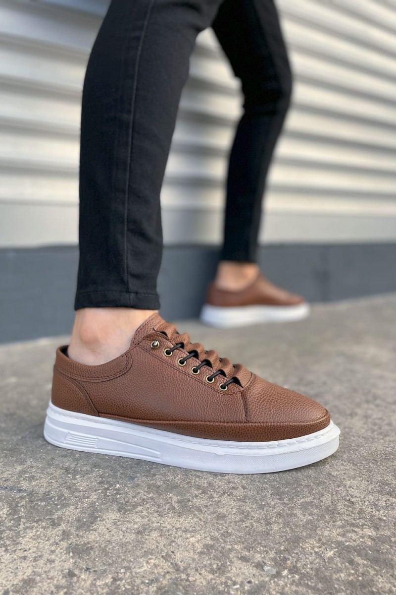 JY0535 Prime Bağcıklı Cilt Erkek Günlük Sneaker Ayakkabı CBT - Taba