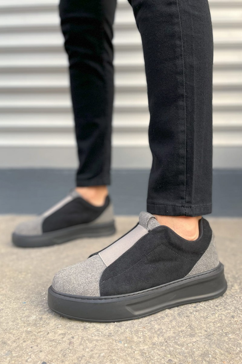 JY007 Alba Bağcıksız Süet Erkek Günlük Sneaker Ayakkabı SST Gri/Siyah