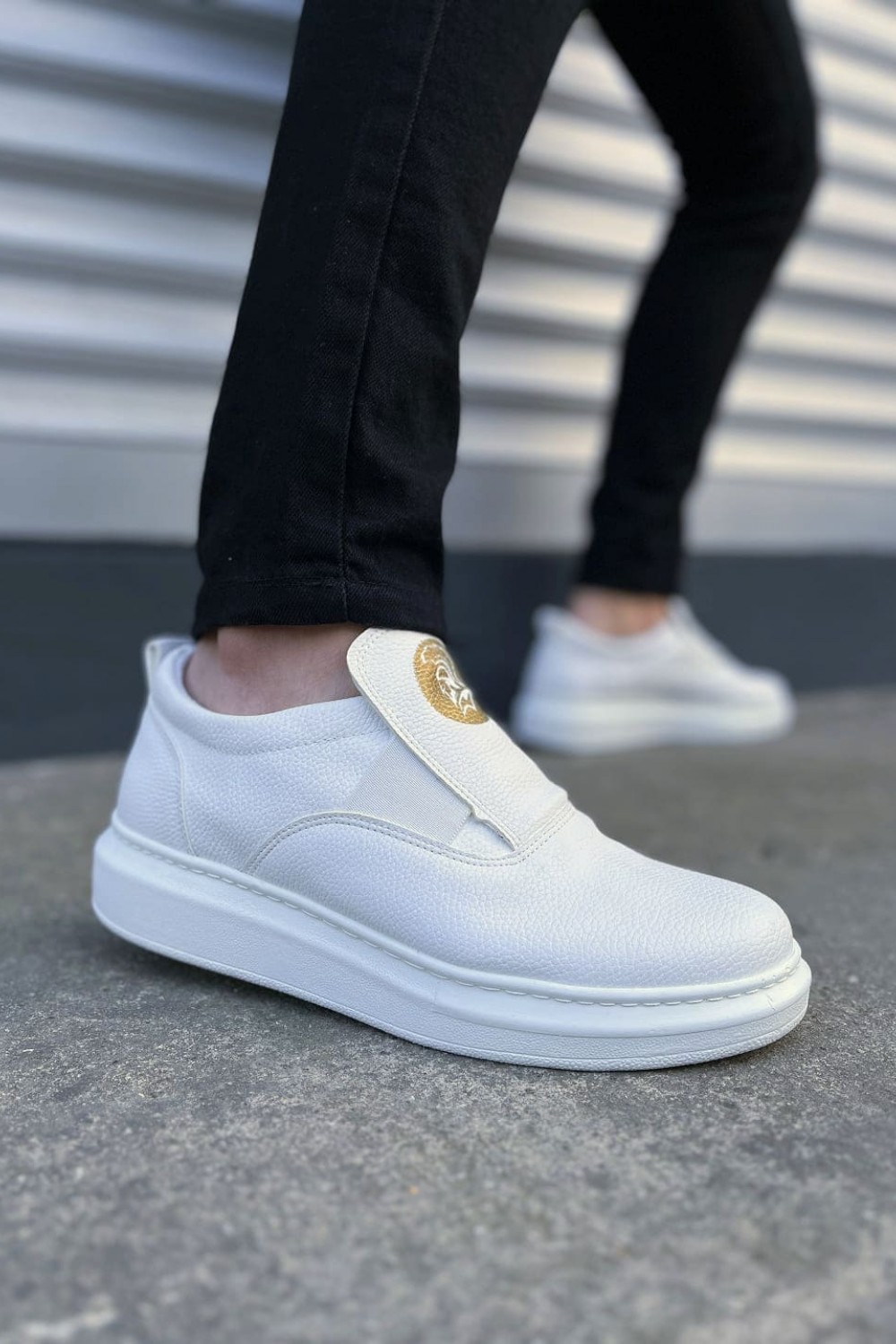 JY161 Hippo Bağcıksız Cilt Erkek Günlük Sneaker Ayakkabı CBT - Beyaz