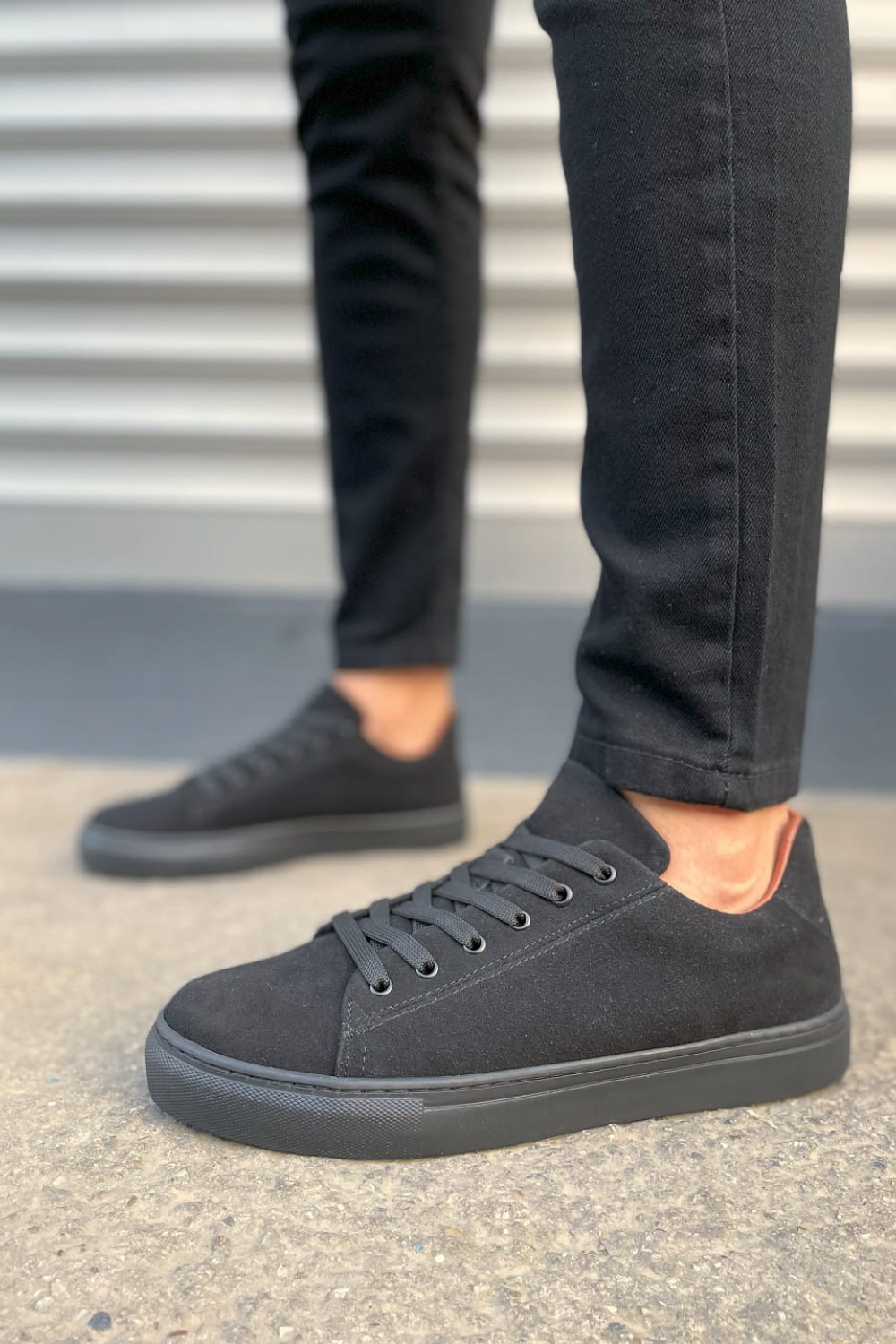 JY122 Mode Bağcıklı Süet Erkek Günlük Sneaker Ayakkabı SST - Siyah