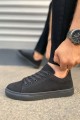 JY122 Mode Bağcıklı Süet Erkek Günlük Sneaker Ayakkabı SST - Siyah