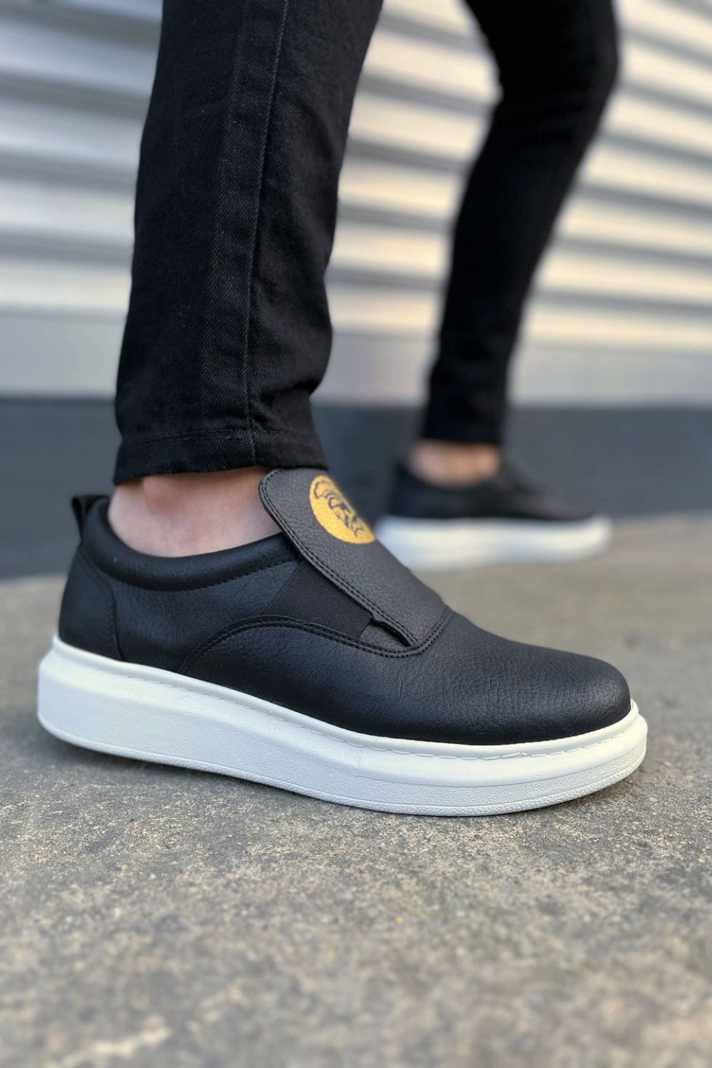 JY161 Hippo Bağcıksız Cilt Erkek Günlük Sneaker Ayakkabı CBT - Siyah