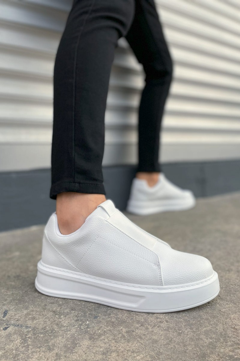 JY007 Alba Bağcıksız Cilt Erkek Günlük Sneaker Ayakkabı CBT Beyaz