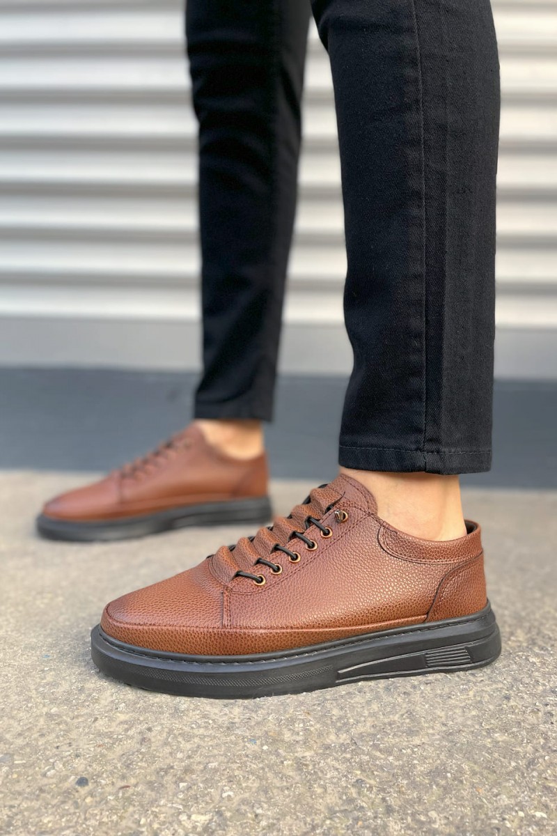 JY0535 Prime Bağcıklı Cilt Erkek Günlük Sneaker Ayakkabı CST - Taba