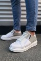 JY155 Warrior Bağcıklı ve Fermuarlı Cilt Süet Erkek Günlük Sneaker Ayakkabı CSBT - Beyaz/Gri