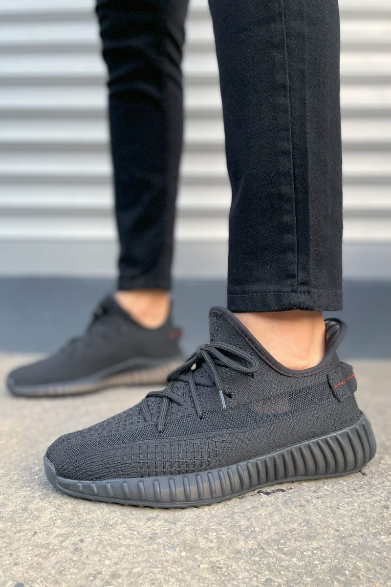 JY305 Pulse Bağcıklı Triko Kumaş Erkek Günlük Spor Ayakkabı TST - Siyah