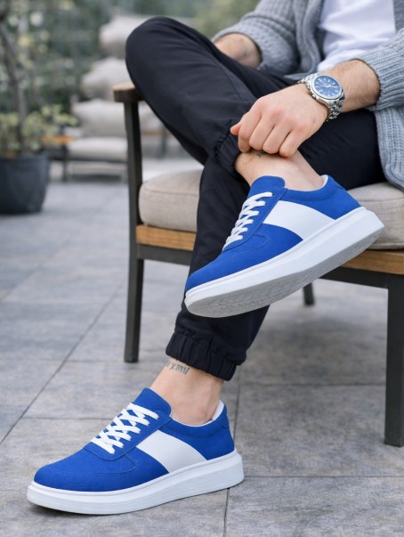 JY011 Line Erkek Günlük Bağcıklı Süet Spor Sneaker Ayakkabı SBT - Mavi/Beyaz JY011 Line Erkek Günlük Bağcıklı Süet Spor Sneaker Ayakkabı SBT - Mavi/Beyaz