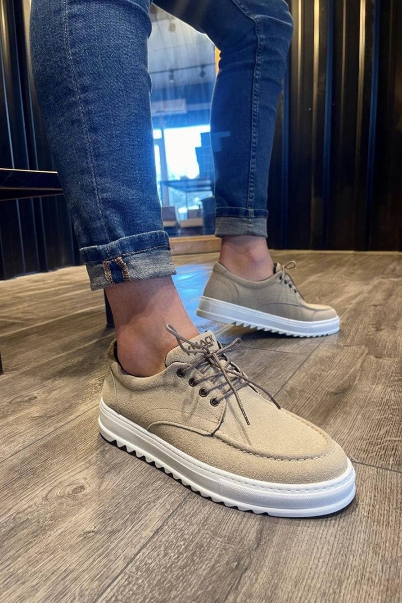 JY-T12 Velaro Bağcıklı Süet Erkek Günlük Spor Klasik Ayakkabı SBT - Krem