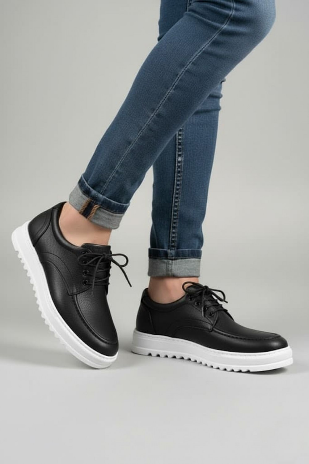 JY-T12x Arts Bağcıklı Cilt Erkek Günlük Spor Klasik Ayakkabı CBT - Siyah - XML Bayilik ve Dropshipping