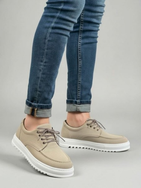 JY-T12x Arts Bağcıklı Süet Erkek Günlük Spor Klasik Ayakkabı SBT - Krem